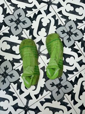 mens loved bright green slip on athletic socks